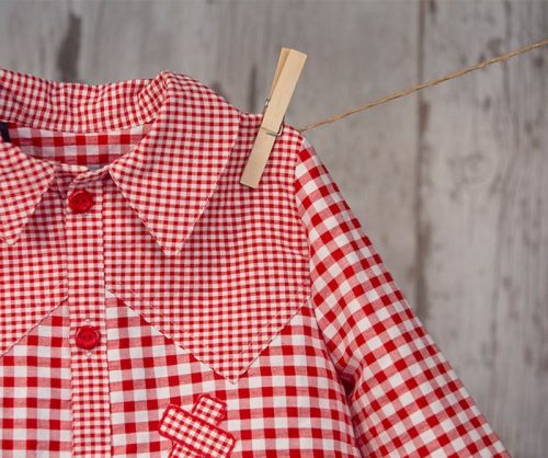 Bata de colegio Amantala Cowboy Pliegue Vichy Roja
