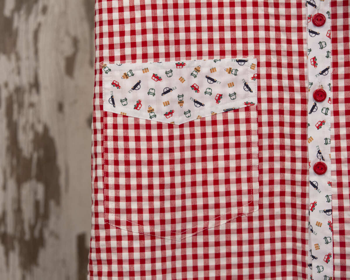 AMANTALA-COWBOY-PLIEGUE-MAESTRO-VERANO-VICHY-ROJA-COCHES-DETALLE-BOLSILLO