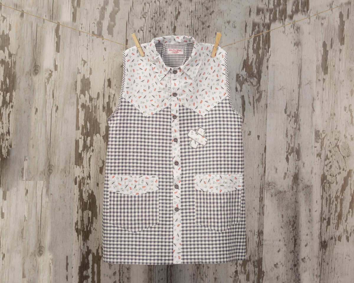 Bata de Maestro Amantala Cowboy Verano Pliegue Gris Coches