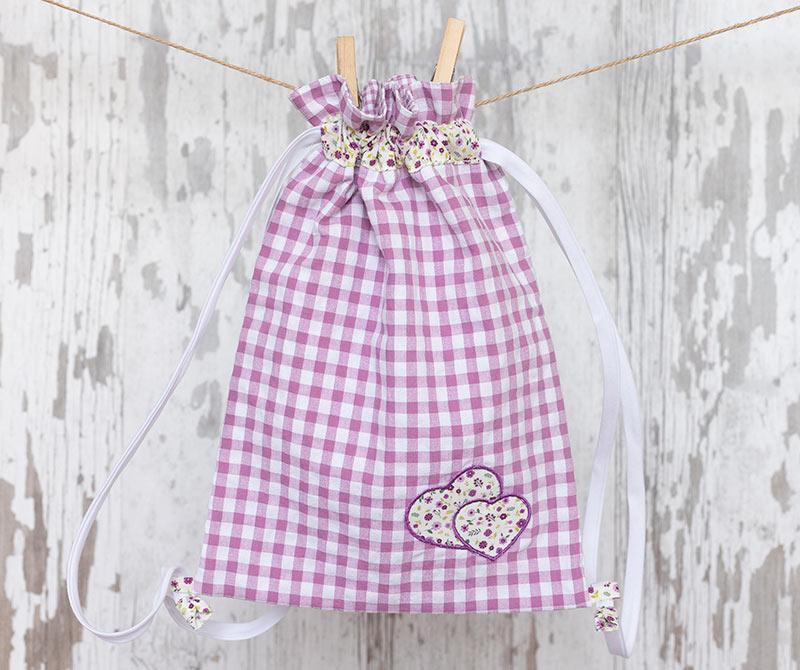 Bolsa Merienda Lila Tximeleta Corazones