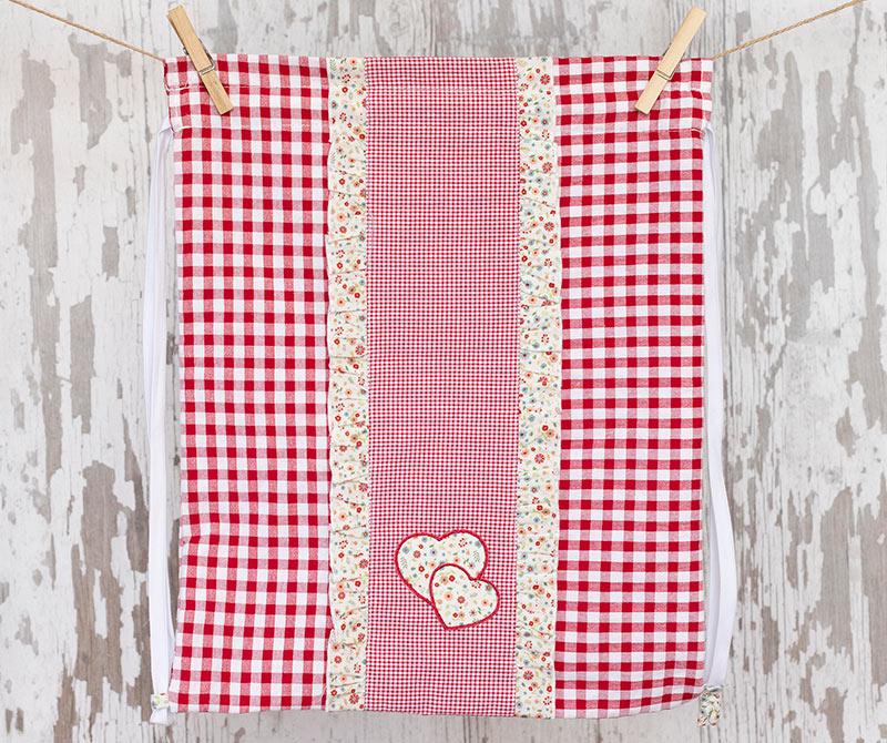 Bolsa Muda Volantes Carmín Tximeleta Corazones Bolsa Muda Volantes Carmín Tximeleta Corazones