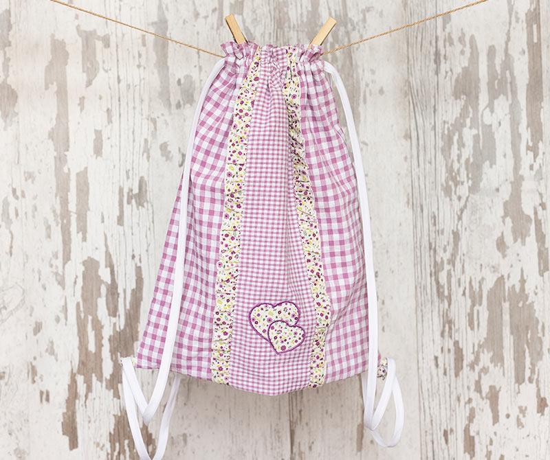 Bolsa Muda Volantes Lila Tximeleta Corazones